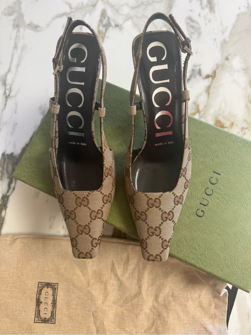 Gucci GG pointed toe sling backs size 5.5 Worn once! - Picture 3 of 10
